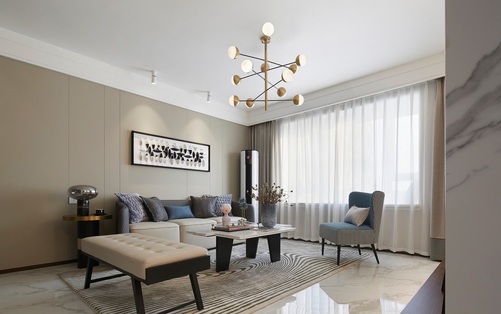 港式现代风格室内家装案例效果图-客厅 港式现代风格室内家装案例效果图-客厅