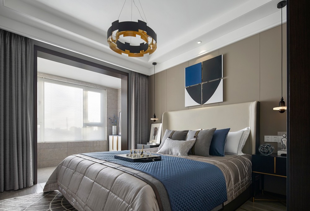 港式现代风格室内家装案例效果图-主卧 港式现代风格室内家装案例效果图-主卧