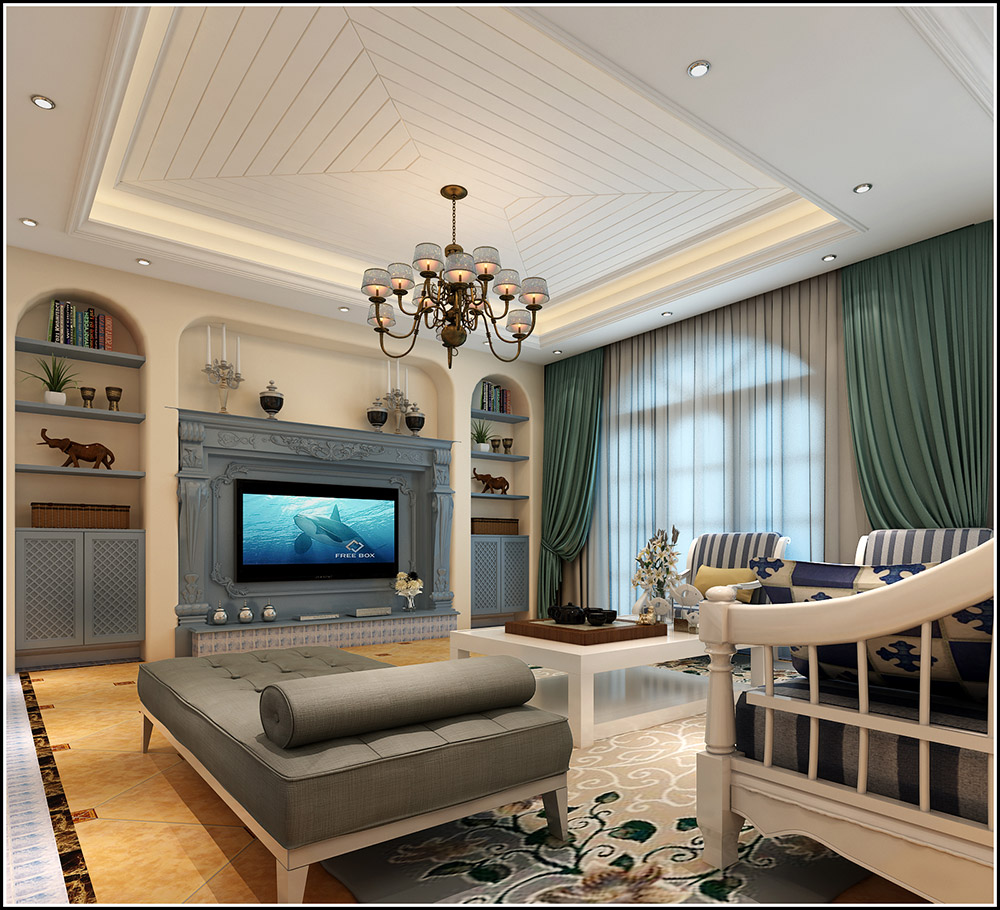 大同铂蓝郡别墅410平米地中海风格装修案例-客厅 大同铂蓝郡别墅410平米地中海风格装修案例-客厅