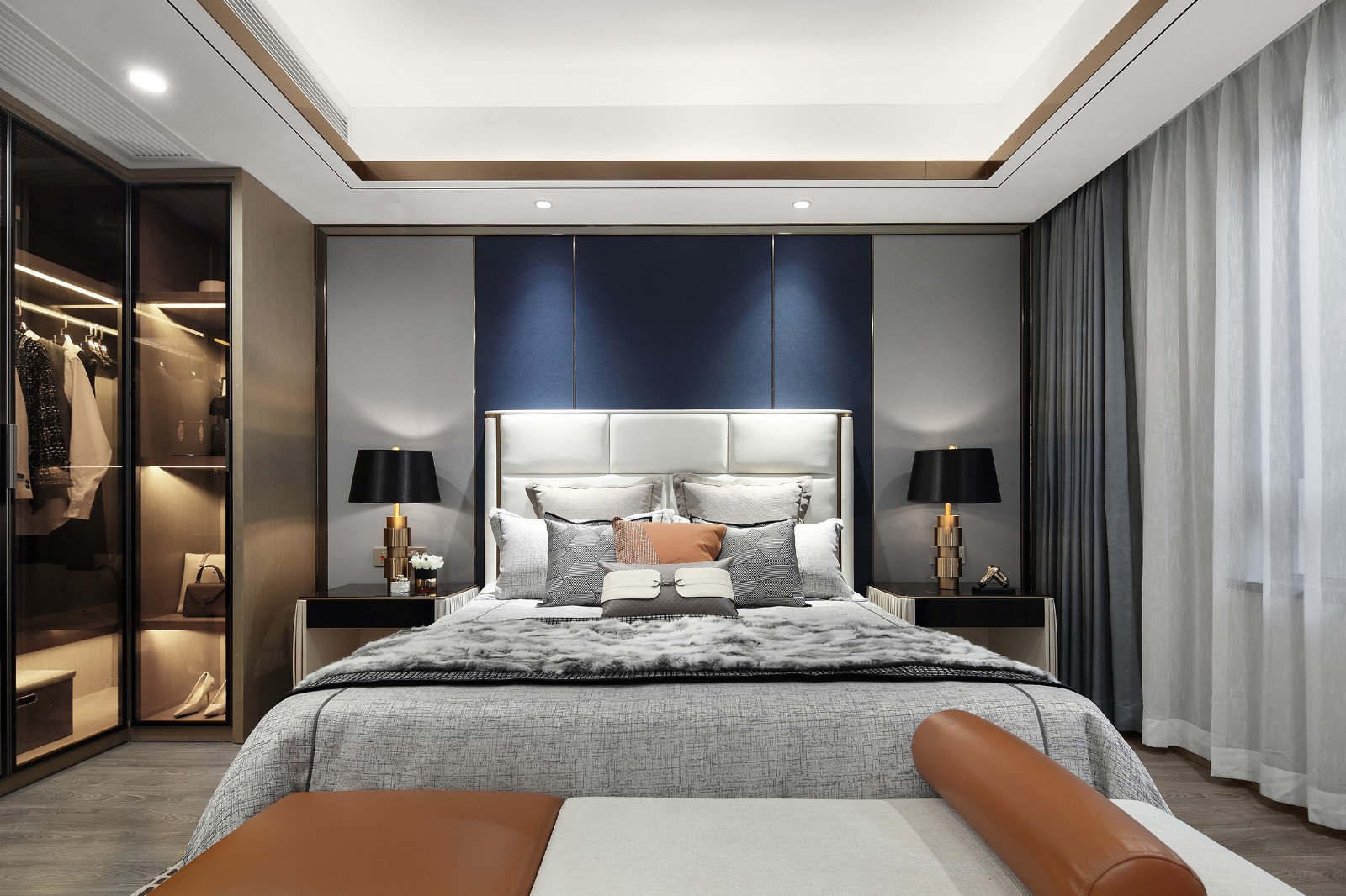 港式轻奢风格室内设计家装案例-主卧 港式轻奢风格室内设计家装案例-主卧